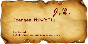 Joerges Mihály névjegykártya